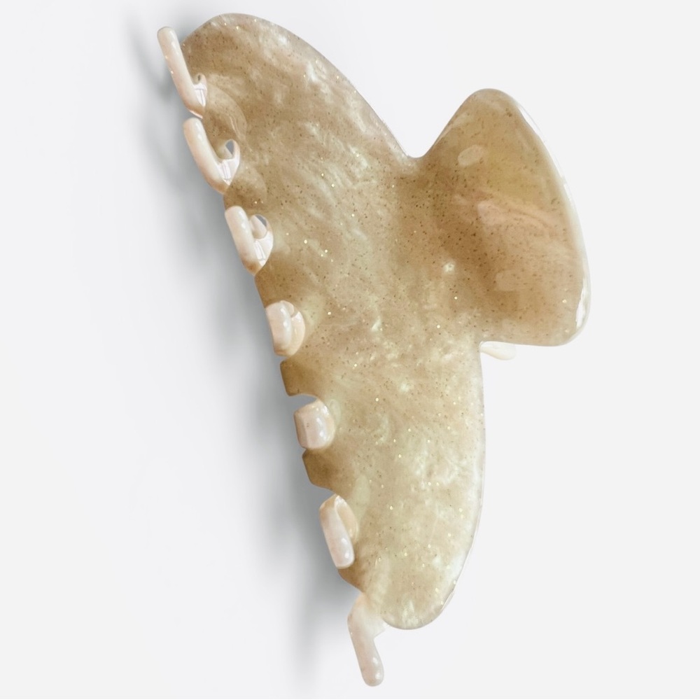 Shimmer Acrylic Hair Clip Cream New